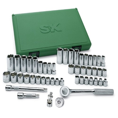  SK Hand Tool SK Professional Tools 94549 49-Piece 3/8 in. Drive 6-Point Std / Deep Metric Socket Set - مجموعة مقابس الكروم مع تشطيب سوبر كروم | طقم 49 قابس صنع...