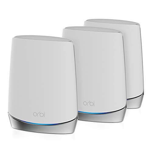  Netgear Orbi Whole Home Tri-Band Mesh WiFi 6 System (RBK753S) - مع أمان إنترنت مدرع لمدة عام - موجه مع موسعين للأقمار الصناعية | تغطية تصل...