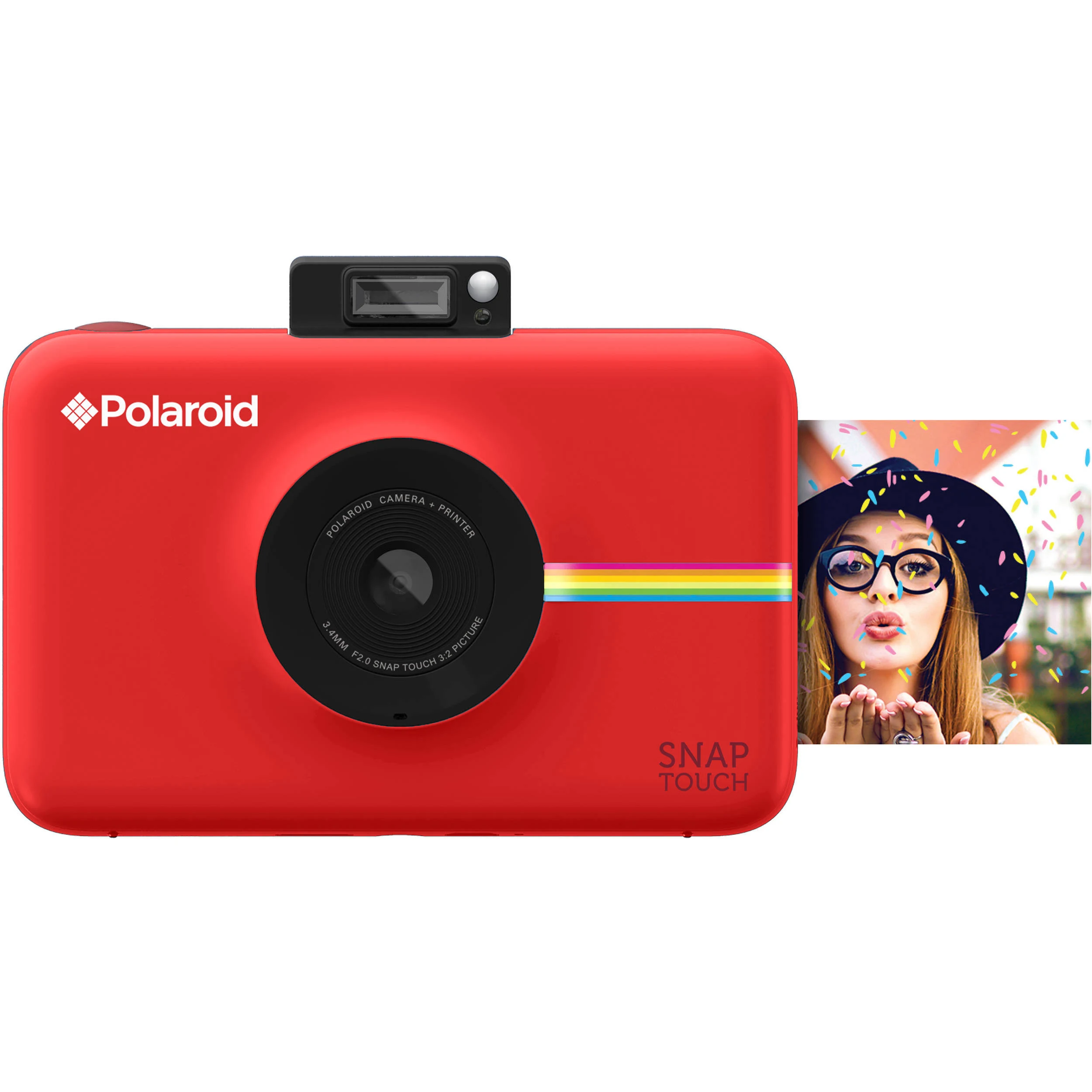 Polaroid كاميرا رقمية بطباعة فورية تعمل باللمس مع شاشة LCD (حمراء) مع تقنية الطباعة Zink Zero Ink