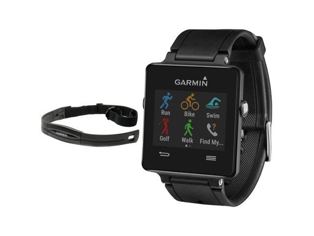 Garmin Vivoactive GPS-Enabled GPS Smartwatch أسود (010-01297-00) مع مراقب معدل ضربات القلب