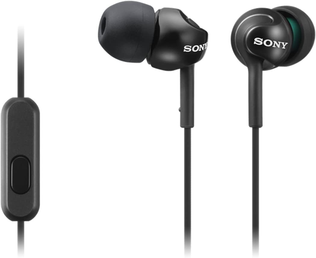Sony سماعات أذن سلكية ذات جهير عميق مع تحكم بالهاتف الذكي وميكروفون - أسود معدني
