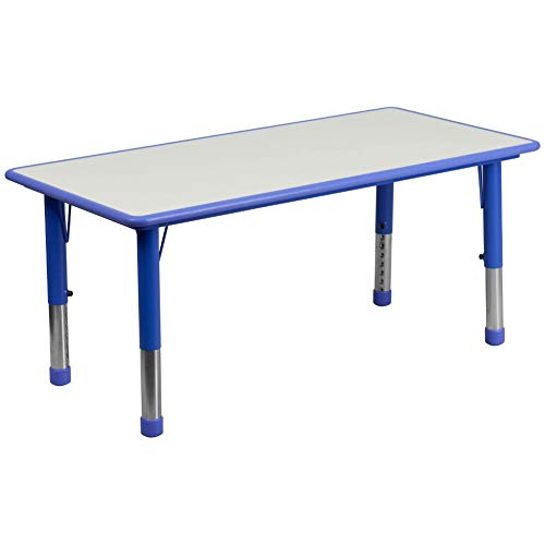 Flash Furniture 23.625 '' W x 47.25 '' L مستطيل أزرق بلاستيكي ارتفاع قابل للتعديل طاولة أنشطة مع سطح رمادي