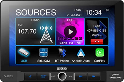  JENSEN جهاز استقبال الوسائط المتعددة CAR910X 9 بوصة مع Apple CarPlay l Android Auto l SiriusXM-Ready l بلوتوث مدمج l 240 واط طاقة موسفيت (60 واط...