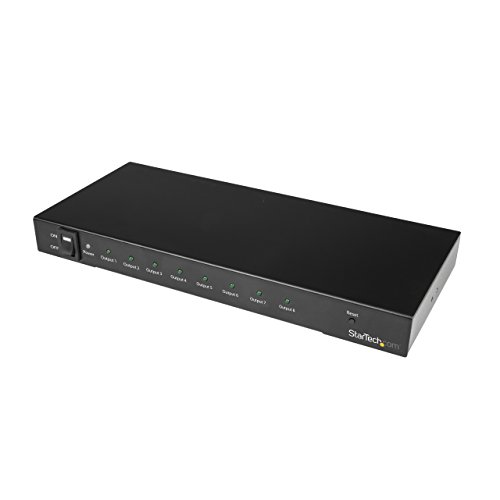 StarTech موزع HDMI 4K 60 هرتز - 8 منافذ - دعم HDR - صوت محيط 7.1 - مضخم توزيع HDMI - موزع HDMI 2.0 (ST128HD20)