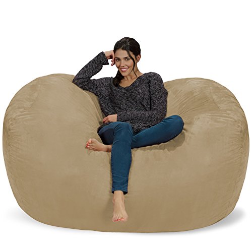 Chill Sack كرسي بين باج: حقيبة أثاث إسفنجية ضخمة مقاس 6 بوصات وكرسي كبير - أريكة كبيرة بغطاء ناعم من الألياف الدقيقة