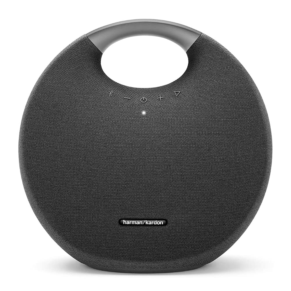 Harman Kardon Onyx Studio 6 Wireless Bluetooth Speaker - IPX7 Waterproof Extra Bass نظام الصوت مع بطارية قابلة لإعادة الشحن وميكروفون مدمج - أسود
