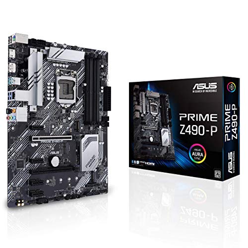 Asus اللوحة الأم Prime Z490-P LGA 1200 (Intel 10th Gen) ATX Motherboard (Dual M.2 و DDR4 4600 و 1 Gb Ethernet و USB 3.2 Gen 2 USB Type-A ودعم Thunderbolt 3 و Aura Sync RGB)