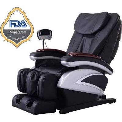BestMassage كرسي تدليك شياتسو كهربائي لكامل الجسم مع مسند قدم مشدود بالحرارة 06C- أسود