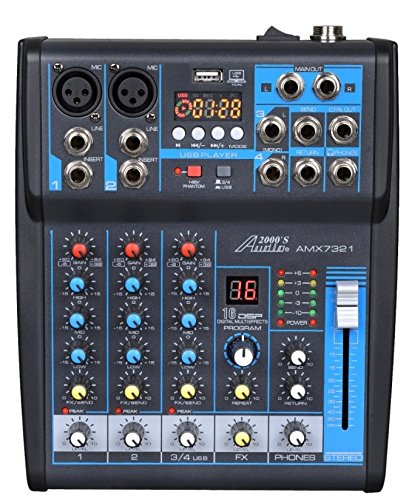 Audio 2000S Audio2000'S AMX7303- خلاط صوت احترافي رباعي القنوات مزود بمعالج USB و DSP