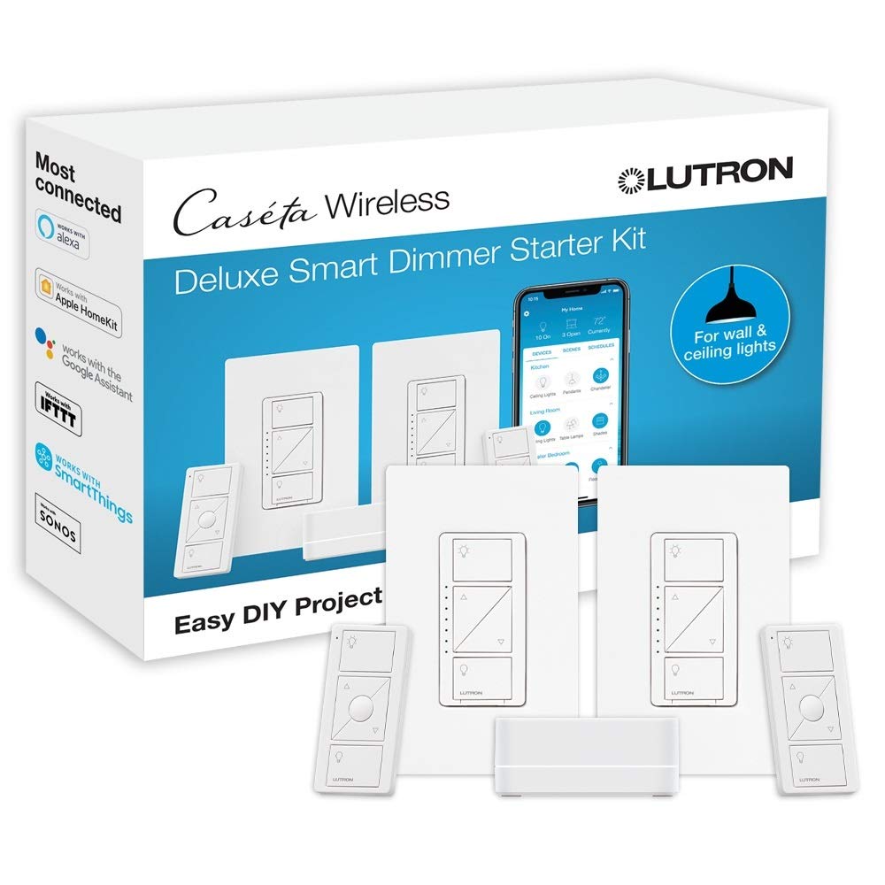 Lutron مجموعة بدء تشغيل Smart Dimmer Switch مع Smart Hub