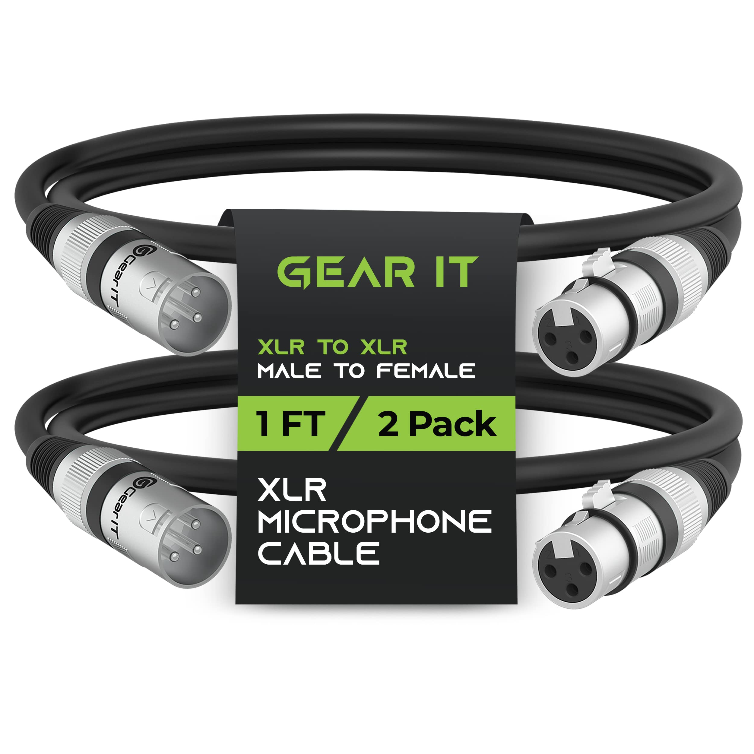 GearIT سلك تصحيح كابل XLR أسود