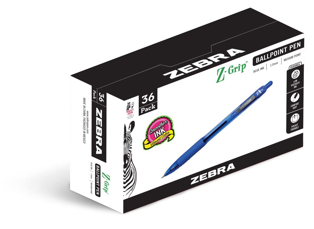 Zebra Pen قلم حبر جاف Z-Grip قابل للسحب...