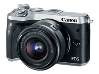 Canon كاميرا EOS M6 الرقمية بدون مرآة بدقة 24.2 ميجابكسل - 1080 بكسل - فضي - عدسة EF-S 18-150mm IS STM