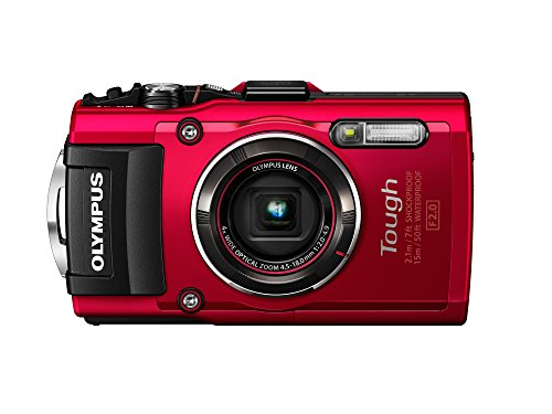 Olympus TG-4 كاميرا رقمية مقاومة للماء بدقة 16 ميجابكسل مزودة بشاشة LCD مقاس 3 بوصات (أحمر)