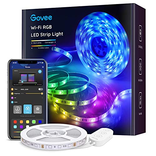  Govee شريط إضاءة LED ذكي لشريط إضاءة WiFi LED يعمل مع Alexa ومساعد Google متعدد الألوان مع التحكم في التطبيقات وأضواء LED لمز...