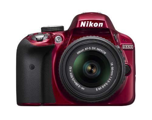Nikon D3300 1533 24.2 MP CMOS Digital SLR with Auto Focus-S DX NIKKOR 18-55mm f / 3.5-5.6G VR II Zoom Lens - Red