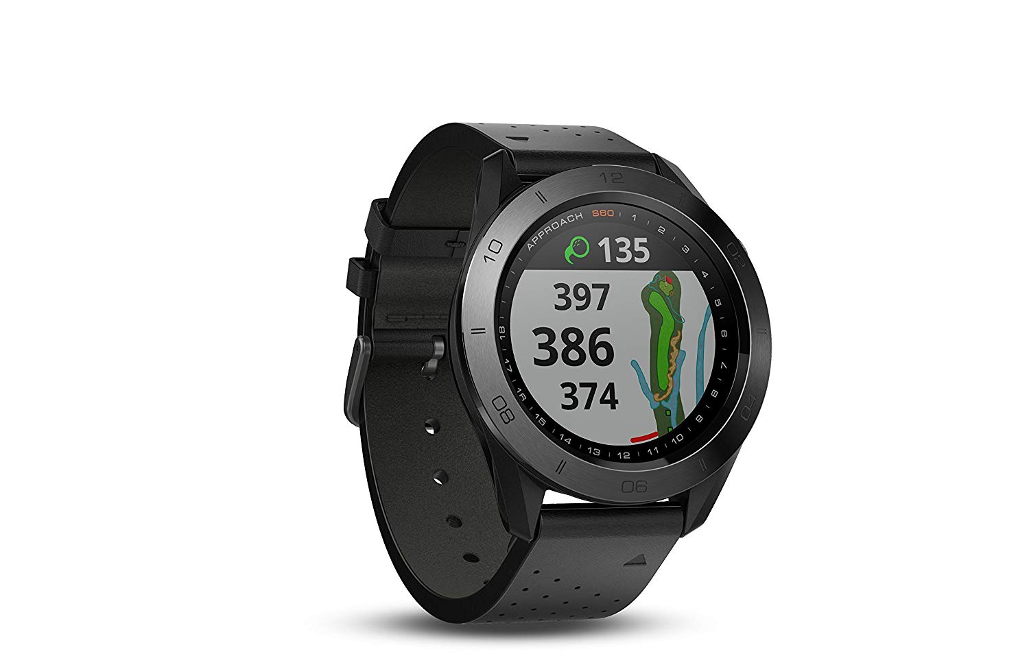 Garmin اقترب من ساعة الجولف S60 Premium GPS مع حزام من الجلد الأسود