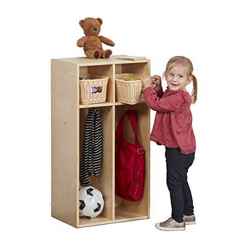 ECR4Kids خشب البتولا الانسيابي للأطفال أو خزانة معطف الأطفال الصغار مع أو بدون مقعد