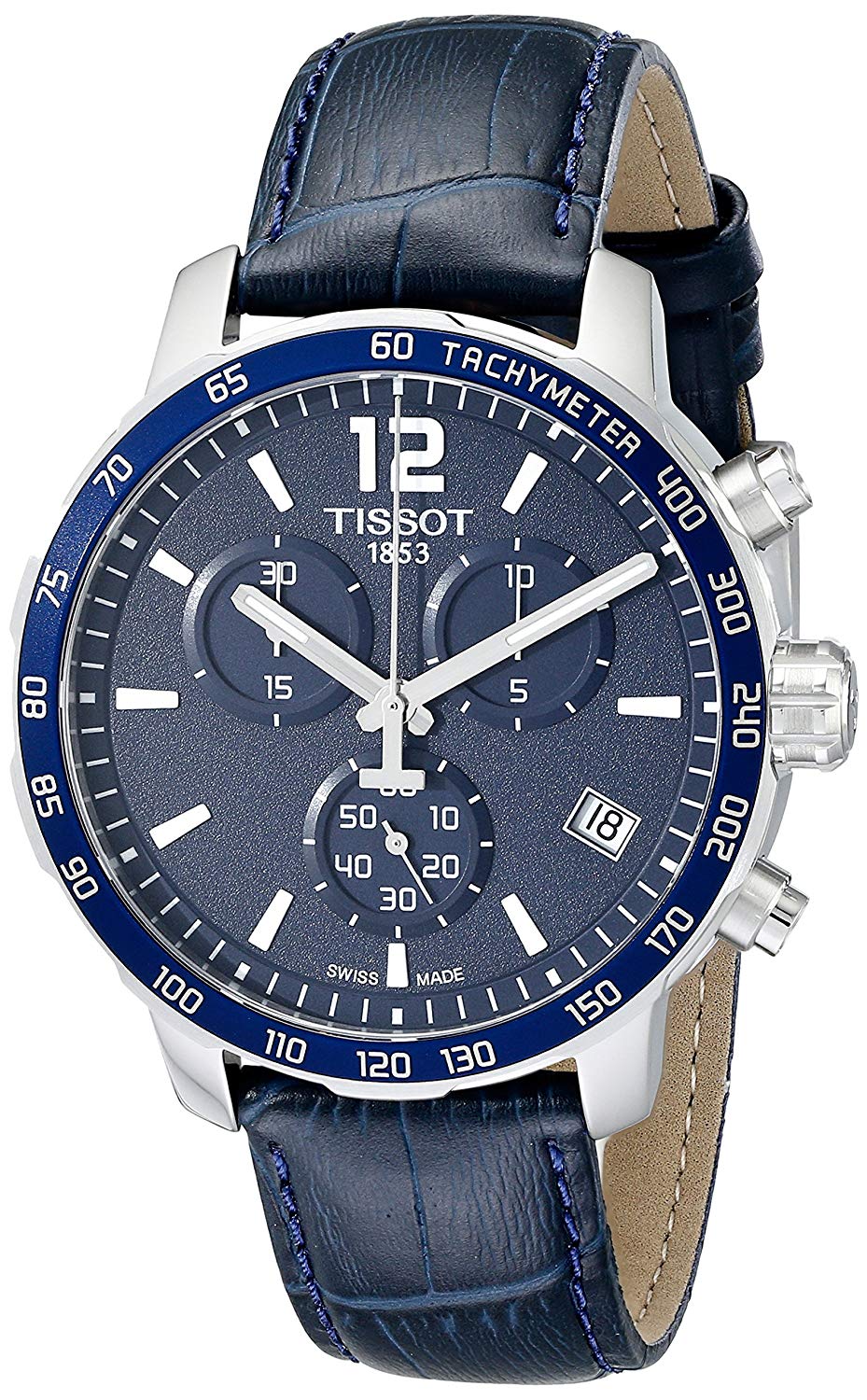 Tissot ساعة رجالية من الفولاذ المقاوم للصدأ كويكستر T0954171604700 بسوار اصطناعي أزرق