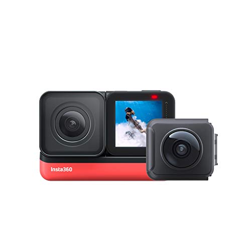 Insta360 كاميرا One R Sports Adaptive Video Action (إصدار مزدوج) مع عدسة بزاوية عريضة 4K وعدسة مزدوجة 5.7K ومقاومة للماء IPX8