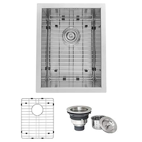 Ruvati 14 بوصة Undermount 16 Gauge Zero Raduis Bar Prep Kitchen Sink Stainless Steel Single Bowl - RVH7110