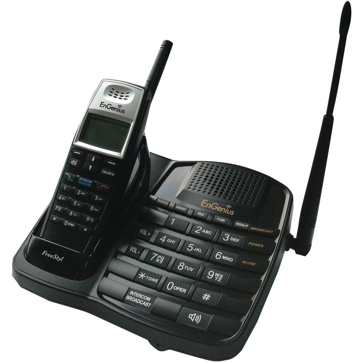 EnGenius نظام الهاتف اللاسلكي FreeStyl1 Extreme Range Scalable اللاسلكي مع سماعة واحدة واتصال داخلي ثنائي الاتجاه