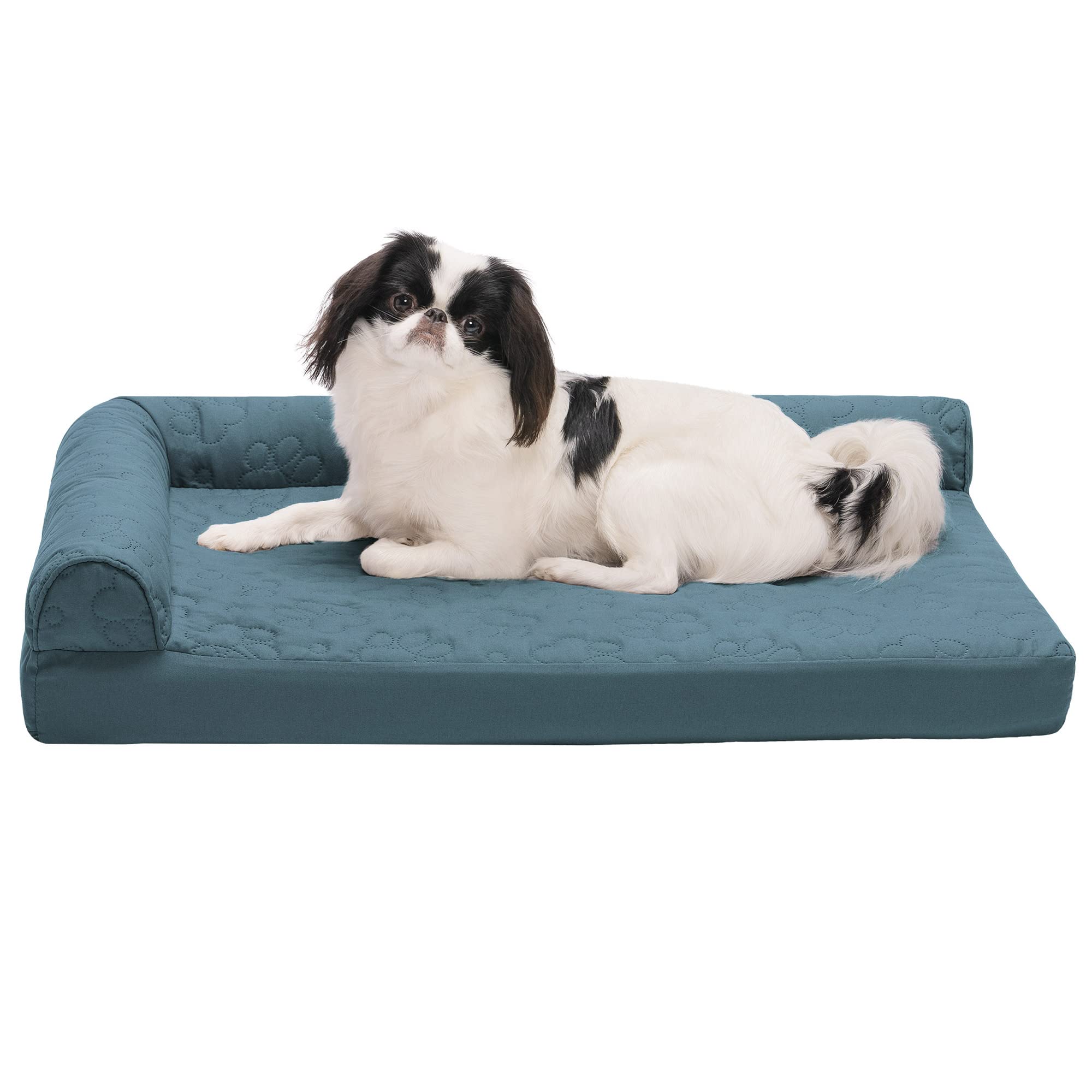 Furhaven سرير كلب العظام متوسط الحجم Pinsonic مبطن على شكل L على شكل كرسي w / قابل للإزالة washab '