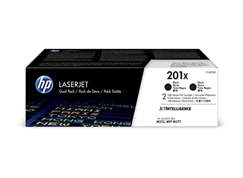 HP خرطوشة مسحوق حبر أسود أصلية 201X عالية الإنتاجية (عبوتان) | تعمل مع Color LaserJet Pro M252 وسلسلة Color LaserJet Pro MFP M277 | CF400XD