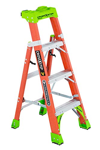 Louisville Ladder سلم متقاطع من الألياف الزجاجية 300 رطل من نوع تصنيف IA خطوة / رف