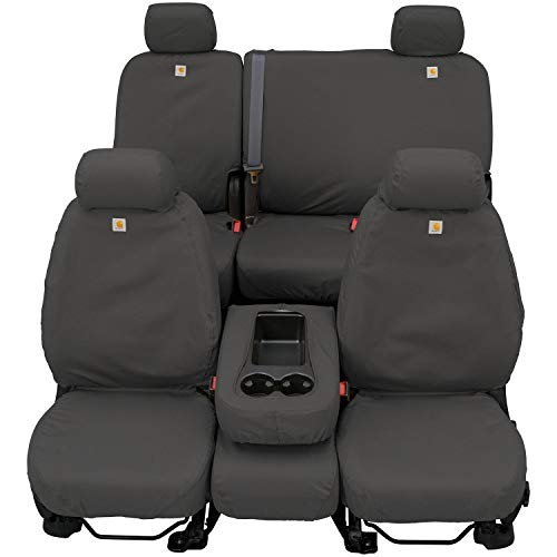  Covercraft غطاء مقعد Carhartt SeatSaver في الصف الأمامي مخصص مناسب لموديلات مختارة من شيفروليه / جي إم سي - نسج بطة (حصى) - SSC3414CAGY...