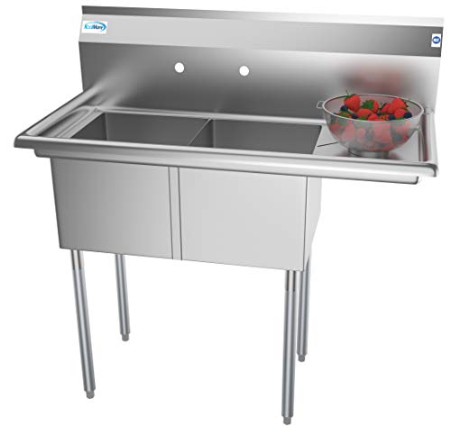 KoolMore 2 مقصورة من الفولاذ المقاوم للصدأ NSF Commercial Kitchen Prep & Utility Sink مع لوح تصريف