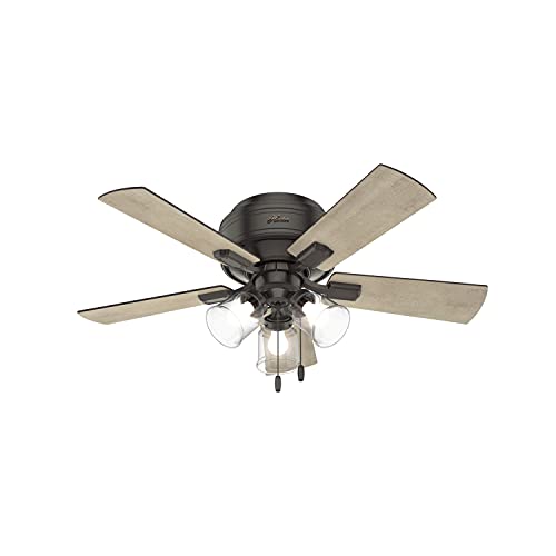Hunter Crestfield Indoor Low Profile Ceiling Fan with L...