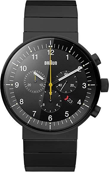 Braun-MFG Code ساعة براون للرجال BN0095BKBKBTG بريستيج عرض تناظري سويسري كوارتز ساعة سوداء