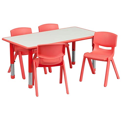 Flash Furniture 23.625 '' W x 47.25 '' L مستطيل أحمر بل...