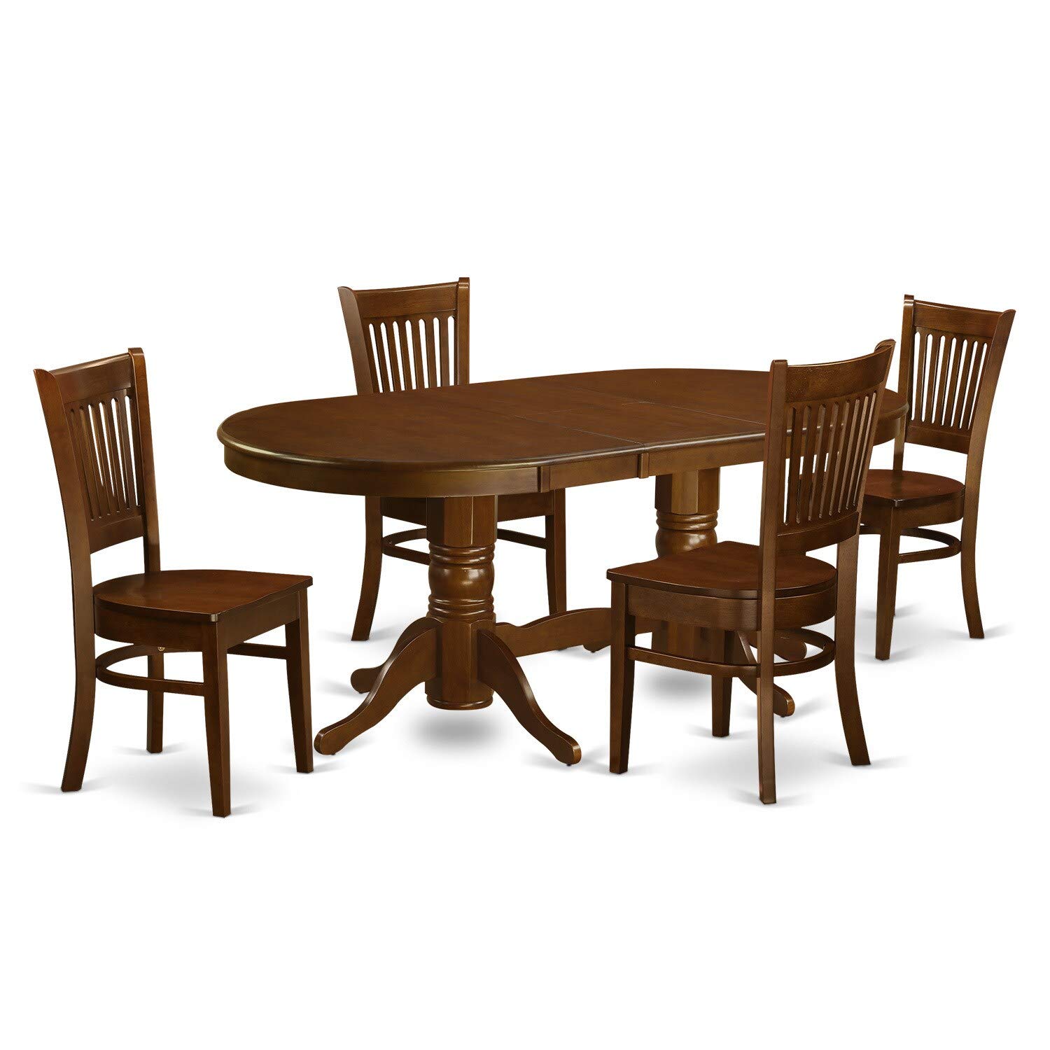 East West Furniture Modern Dining Table Set Includes an Oval Wooden Table with Butterfly Leaf and Dining Chairs