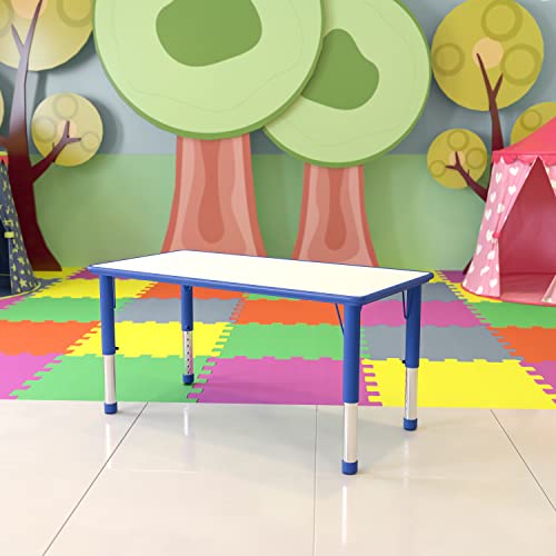 Flash Furniture طاولة نشاط بلاستيكية مستطيلة قابلة للضبط مع سطح رمادي