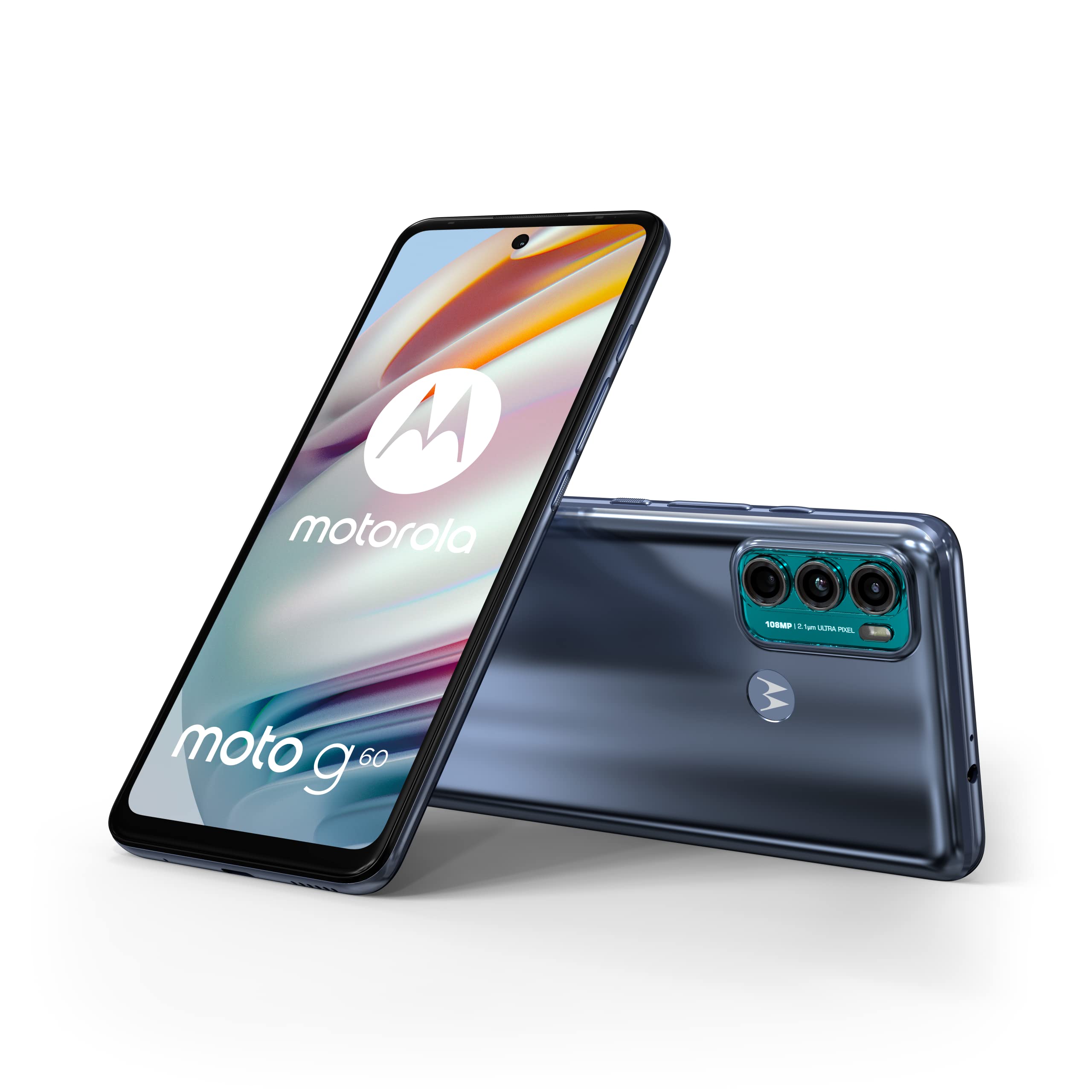 Motorola Moto G60 Dual-SIM 128GB ROM + 6GB RAM (GSM فقط | بدون CDMA) هاتف ذكي 4G / LTE مفتوح من المصنع (رمادي ديناميكي) - إصدار عالمي