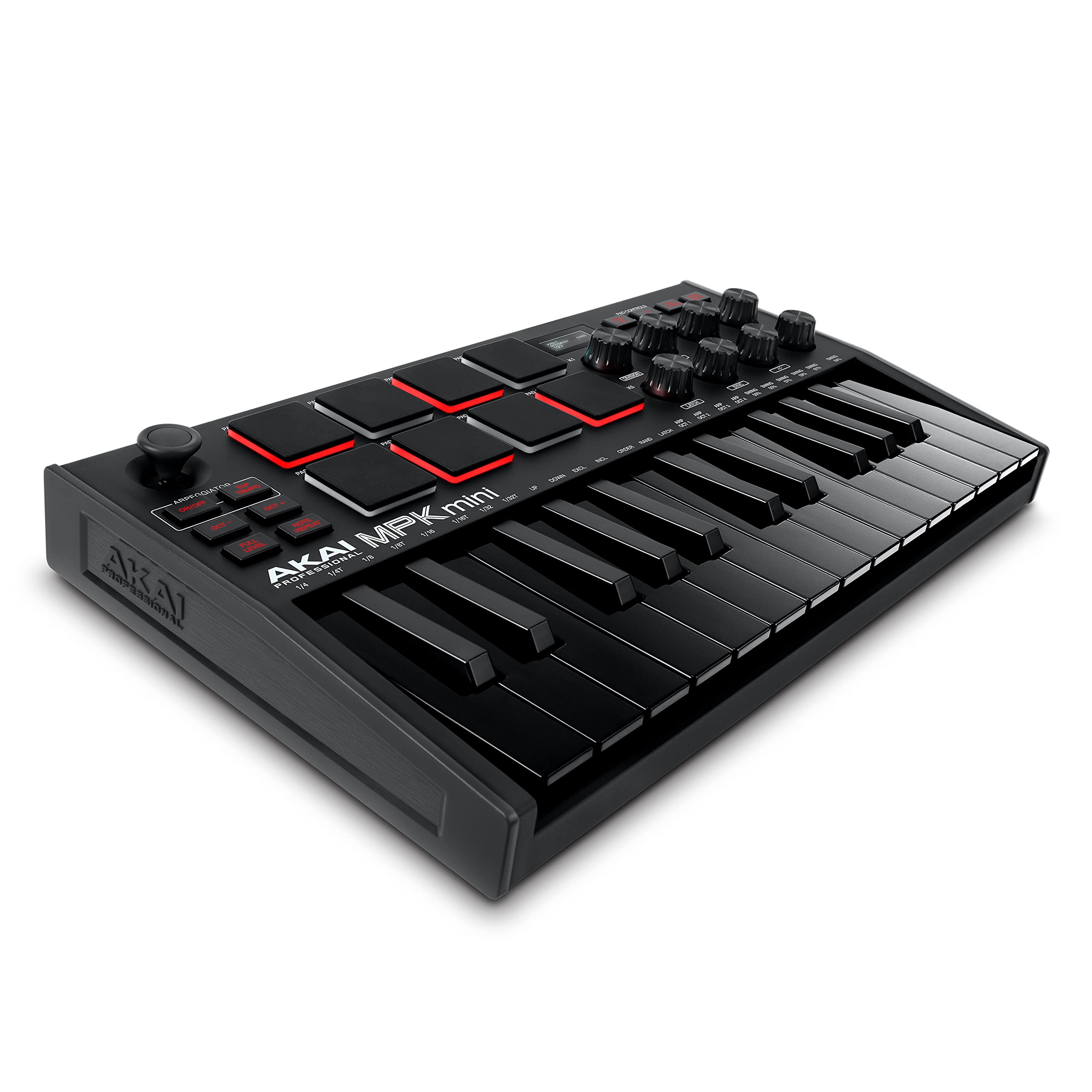  Akai Professional MPK Mini MK3 - 25 مفتاحًا USB متحكم لوحة مفاتيح MIDI مع 8 وسادات طبل بإضاءة خلفية و 8 مقابض وبرامج إنتاج موسيقى متضمنة...