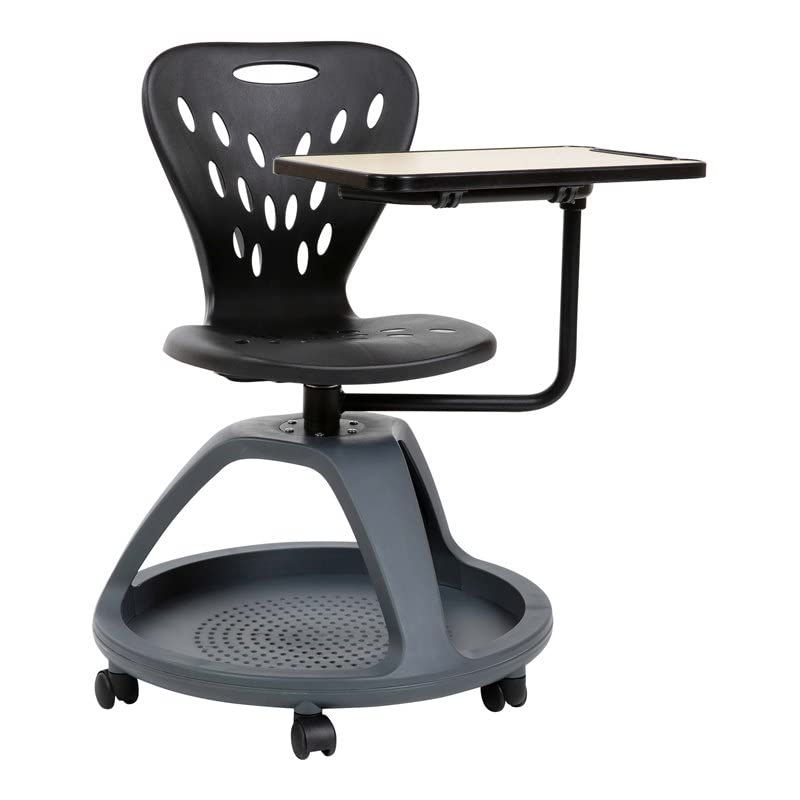 Flash Furniture كرسي مكتب متحرك مع دوران 360 درجة للكمبيوتر اللوحي وحجرة تخزين تحت المقعد