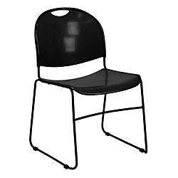 Flash Furniture 5 قطع كرسي HERCULES من فئة 880 رطل بسعة سوداء مدمجة للغاية مع إطار من الكروم