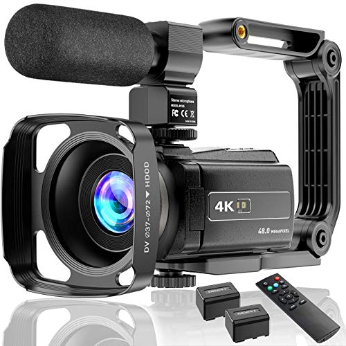  MIRWHAPNG كاميرا فيديو 4K كاميرا فيديو UHD 48 ميجابكسل واي فاي الأشعة تحت الحمراء للرؤية الليلية Vlogging لشاشة يوتيوب التي...