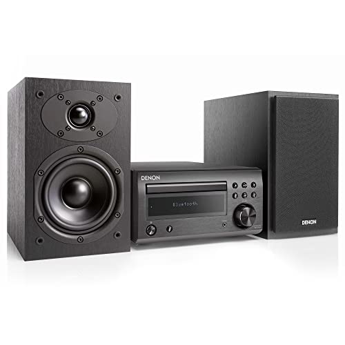  Denon D-M41 مكبر صوت صغير للمسرح المنزلي وزوج من مكبرات الصوت برف الكتب - نظام استريو هاي فاي مدمج مع قرص مضغوط وموالف...