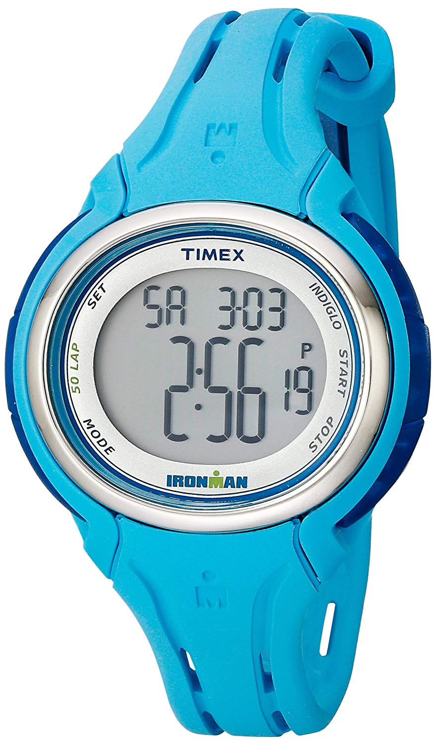 Timex Corporation ساعة Timex النسائية TW5K906009J Ironman Sleek 50 Pool Blue بسوار سيليكون