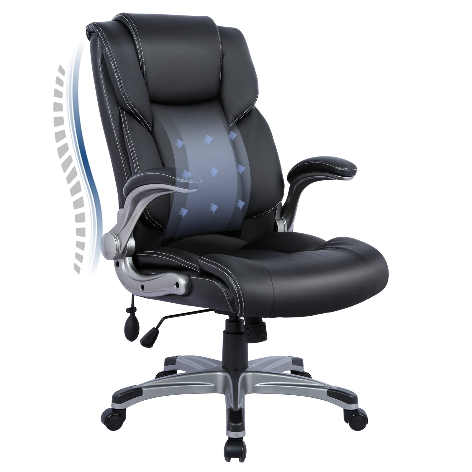 COLAMY كرسي مكتب تنفيذي عالي الظهر - كرسي جلدي مريح للمكتب المنزلي للكمبيوتر