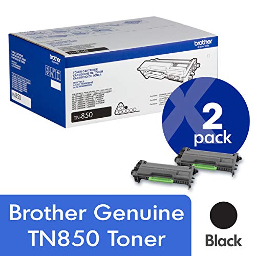 Brother خرطوشة حبر أسود أصلية TN850 ذات عبوتين عالية الإنتاجية مع إنتاج / خرطوشة تبلغ 8000 صفحة تقريبًا