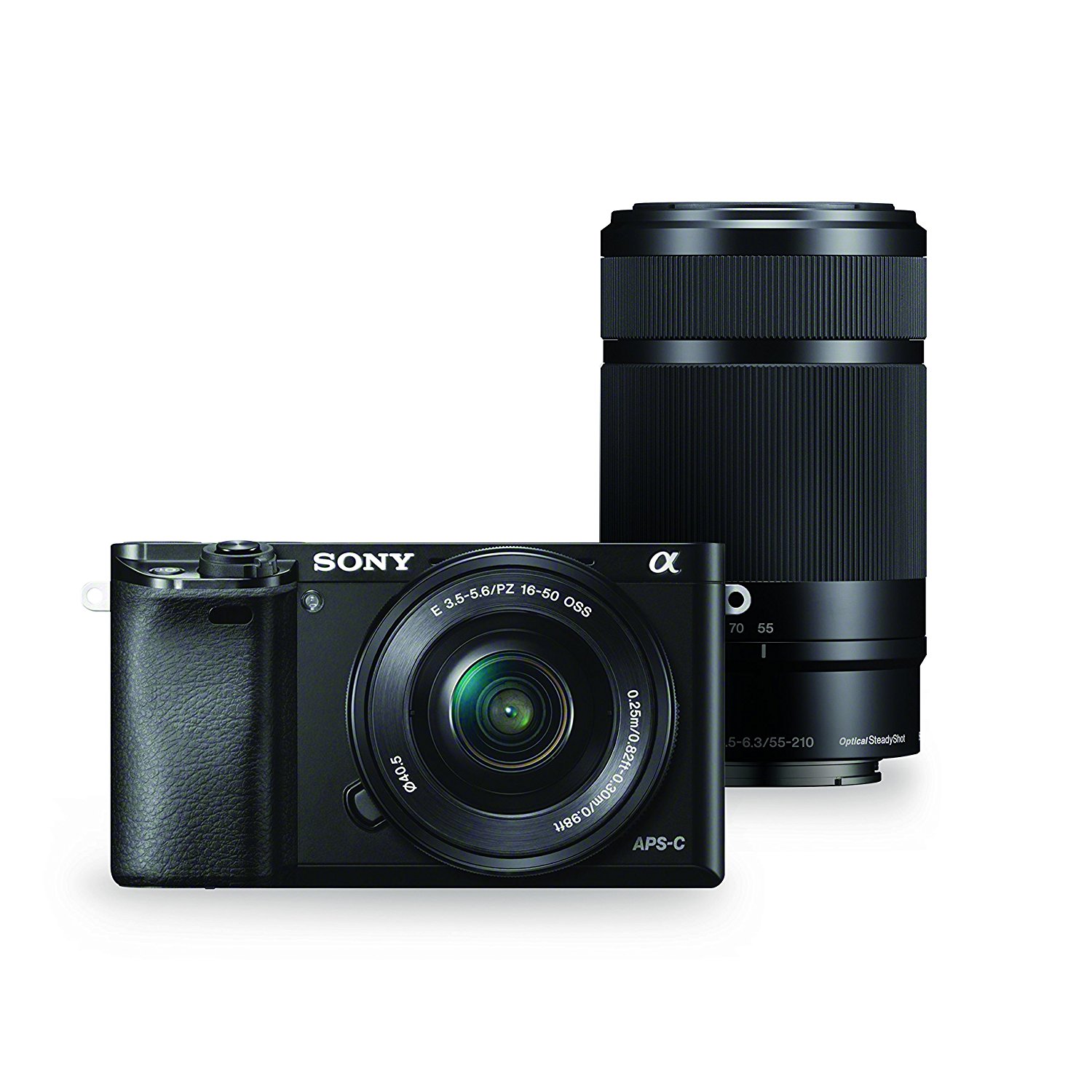 Sony كاميرا Alpha a6000 مع عدسة 16-50mm & 55-210mm وبرامج التصوير (جرافيت)