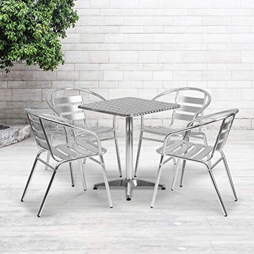 Flash Furniture طاولة مربعة الشكل للأماكن الخارجية من ا...