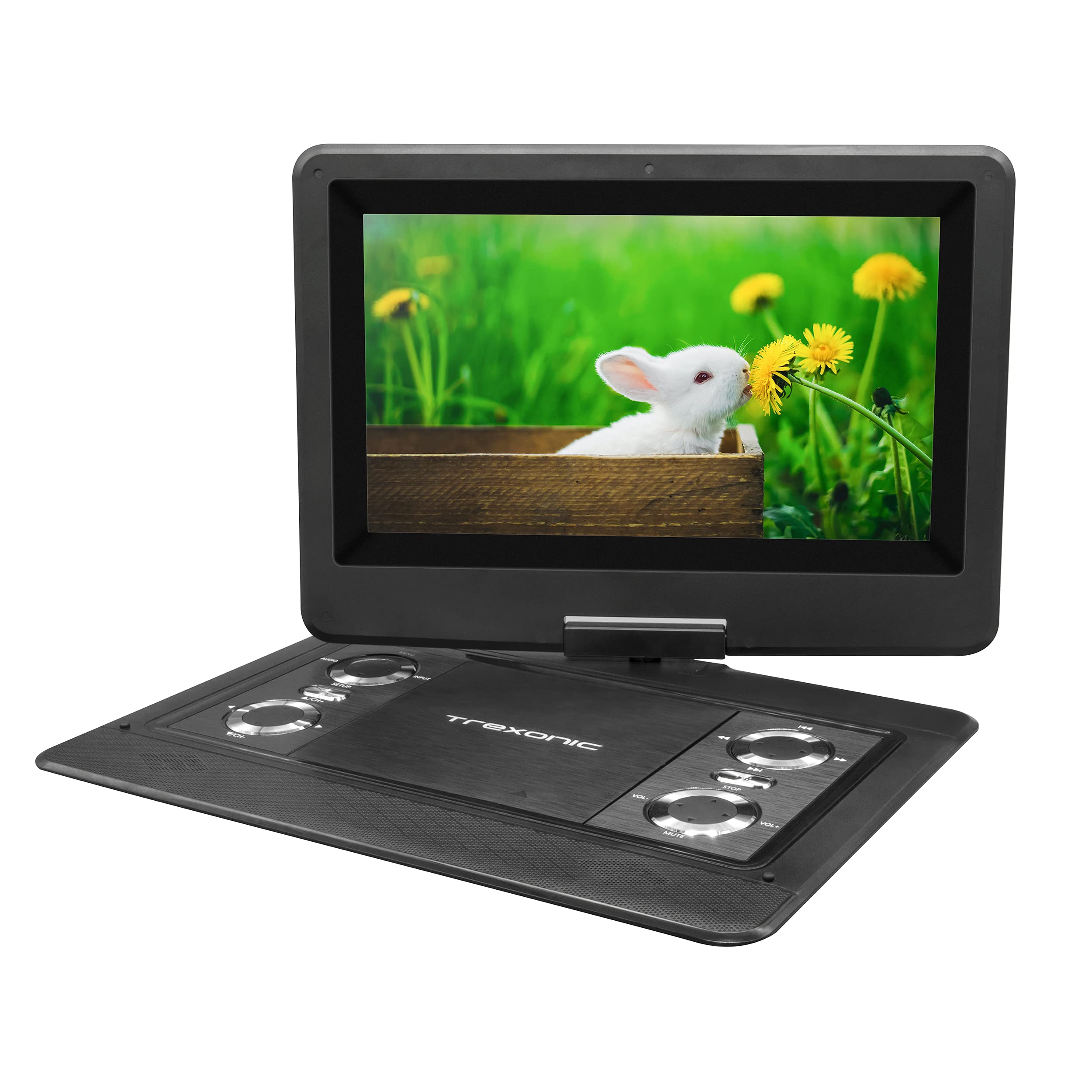 Trexonic تلفزيون محمول 12.5 بوصة + مشغل DVD مع شاشة ملونة TFT LED ومدخلات USB / HD / AV