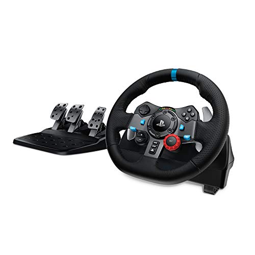 Logitech G G Dual-Motor Feedback Driving Force G29 عجلة سباق الألعاب مع دواسات مستجيبة لجهاز PlayStation 5 و PlayStation 4 و PlayStation 3 - أسود