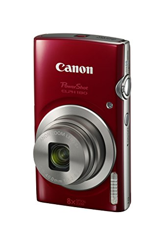 Canon كاميرا PowerShot ELPH 180 (حمراء) مع مستشعر CCD 20.0 ميجابكسل وزووم بصري 8x